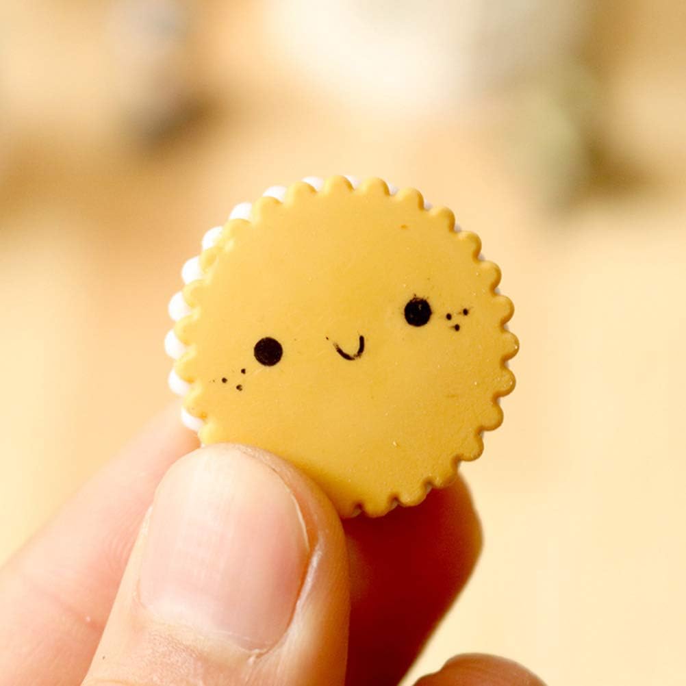 6pcs Box-Packed Eraser Set Cute Kawaii Milk Cookies Biscuit Erasers Coloured Pencil Erasers for Precise Erasing School Stationery Supplies Creative Gift for Kids Children Students - Image 5