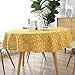 ColorBird Geometric Series Tablecloth Diamond Pattern Cotton Linen Dust-proof Table Cover for Kitchen Dinning Tabletop Linen Decor (Round, 60 Inch, Yellow)