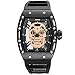 Skone Unique Skull Watches for Men, Cool Skeleton Sports Waterproof Mens Rectangle Watches Gift, Fashion Silicone Big Face Watches for Men reloj de Hombre
