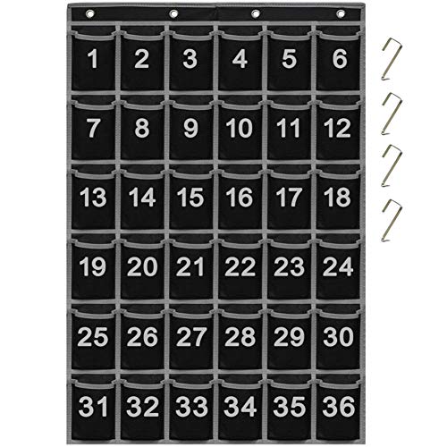 Eamay 36 Numbered Classroom Pocket Charts for Cell Phones and Calculators Holder Wall Door Mount Hanging Organizer