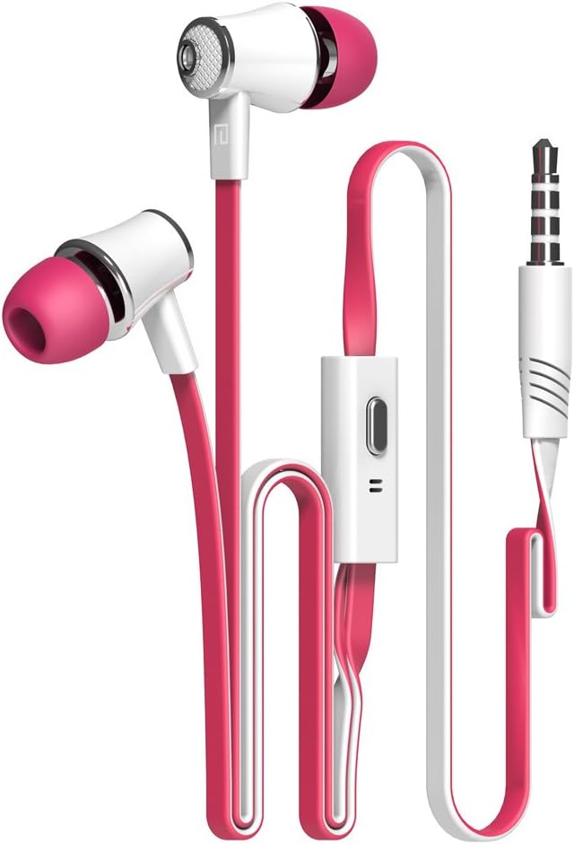 SANKER in-Ear 3.5mm Plug Earbuds with Mic (Rose/Hot Pink)