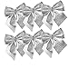 Gracefulvara 12PCS Bow Christmas Tree Decoration Xmas Bowknot Party Garden Wedding (Silver)