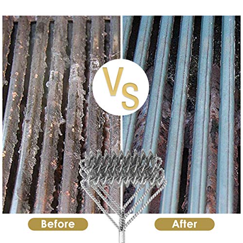 Lambow Grill Brush - Bristle Free Barbecue Brush - Stainless Steel BBQ Cleaner Safe for for Porcelain, Ceramic, Steel, Iron - Great Grilling Accessories (Newest Version)