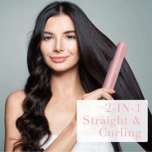 Hair Straightener | UMICKOO Flat Iron For Hair Styling | Professional Straightens & Curls with Adjustable Temp and 3D Floating Ceramic Tourmaline Plates (Rose Gold)