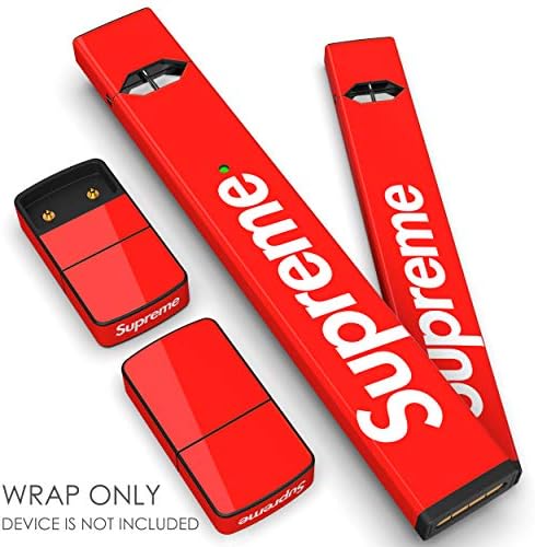 JUUL Skin - JUUL Wrap - JUUL Decal - JUUL Cover - JUUL Starter Kit Stickers - Pax JUUL Skin for Device Charger Pods - Original JUUL Vape Pen Accessories Skin (SupRed)