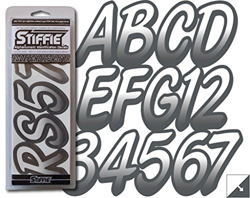 Stiffie Whipline White/Carbon 3" Boat & PWC Registration Decals • Numbers Letters Stickers