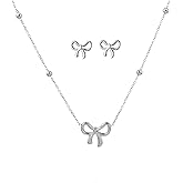 Jomayly Dainty Bow Necklace Stud Jewelry Set Cute Choker Small Pendant Charm Necklaces Trendy Stuff Personalized Jewelry Christmas Gifts for Women