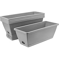 MOUYAT 5 PCS 17 Inch Rectangular Window Planter Box, Plastic Windowsill Long Plant Boxes with Drainage Holes and Trays, Garde