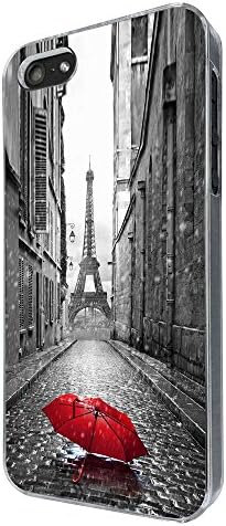 002983 - Vintage Red Umbrella Paris France Eiffel Tower Design For iphone 5 5S / iphone SE 2016 Fashion Trend CASE Back COVER Plastic&amp;Thin Metal -Clear