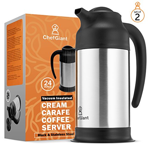 ChefGiant Coffee Carafe 24 oz, Coffee Thermos Set of 2, Coffee Server Vacuum Insulated Stainless Steel Carafe, Hot Beverage Dispenser, Water Carafe, Black & Silver Thermal Coffee Carafe,Double Wall - Thumbnail 7