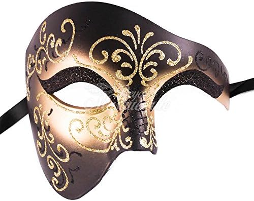 Venetian Mask Exclusive W/ Black Musical Half Face Mask MenS Masquerade Mask