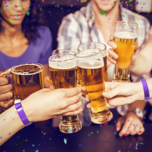 Ouchan Plastic Event Wristbands Neon Purple - 500 Pack Vinyl Wristbands for Parties