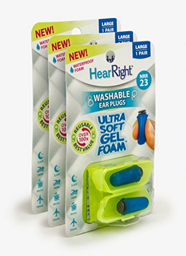 HearRight Ultra Soft Ear Plugs â€“ Foam Ear Plugs â€“ Soft Ear Plugs â€“ (3-Pack) â€“ Large