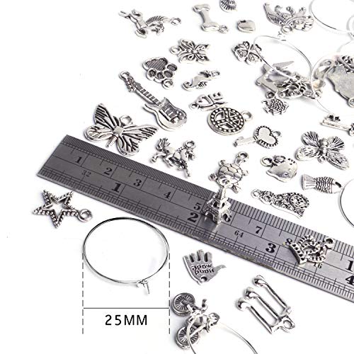 Jdesun 100 Pieces Wine Glass Charm Rings Earring Hoops and 100 Pieces Ocean Fish & Sea Charms Pendants for DIY Your Unique Wine Glass Marker - Thumbnail 6