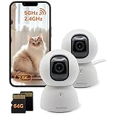 Sensforge 2.5K Indoor Pan-Tilt Dome Security Camera, 360° Coverage, AI Human & Pet Detection, Two-Way Talk, Dual-Band Wi-Fi (2.4G/5G), 64GB SD Card, Free Basic Plan, Optional Subscription (2, White)