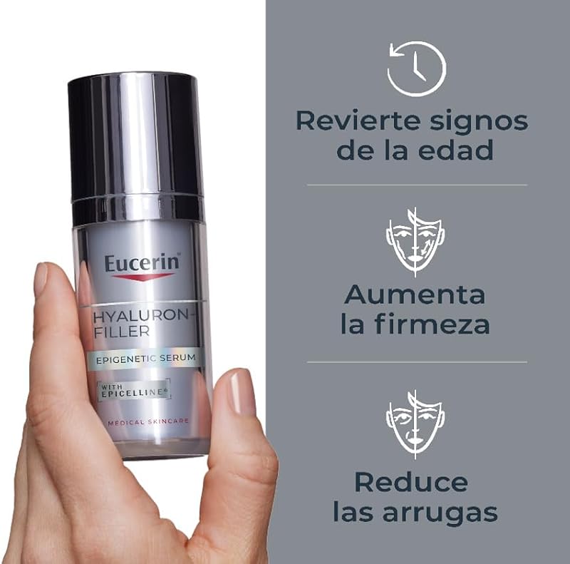 Hyaluron-Filler Epigenetic Serum (30 ml), sérum antiedad que corrige los 10 signos del envejecimiento, con Ácido Hialurónico y Epicelline para un aspecto más joven que tu edad real