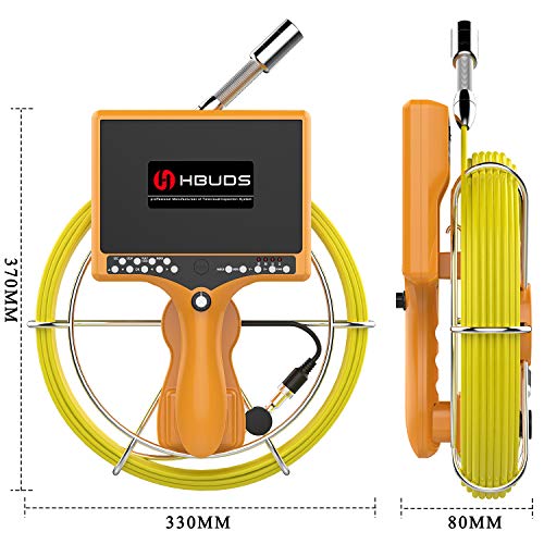 Sewer Camera,HBUDS Pipe Inspection Camera,Pipeline Drain Industrial Endoscope 30M/100ft Snake Video System With DVR Recorder Distance Counter Waterproof IP68 9"TFT Monitor 1000TVL Sony CCD Pipe Camera