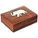 Indian Elephant Jewelry Holder - 4.5 x 3.25 x 1.25 Inch Small Wood Box - Jewelry Boxes for Necklaces