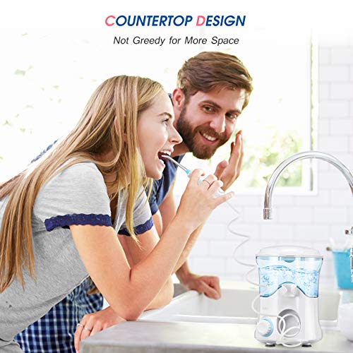 Water Flosser, ELLESYE Oral Irrigator 600ml with 9 Multifunctional Jet Tips, 3 Min Timer, Dental Water Flosser for Braces Care & Teeth Cleaning, Quiet Design for Adults & Kid Use White