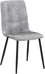 mcc direct Set of 4 Faux Matte Suede Dining Chairs with Metal Legs – Light Grey view 5