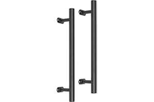 Purife 16'' Black Iron Barn Door Handles 2 Pack, Metal Gate Handles for Outdoor Wooden Fences, Garage Shed Door Handles, Interior Furniture Closet Drawer Door Pulls