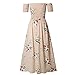 ZESICA Women's Off the Shoulder Floral Print Split Beach Party Maxi Dress,Pink,X-Large