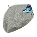 Vintage Rose Applique Beret, Warm 100% Wool Retro Cap with Floral Patch
