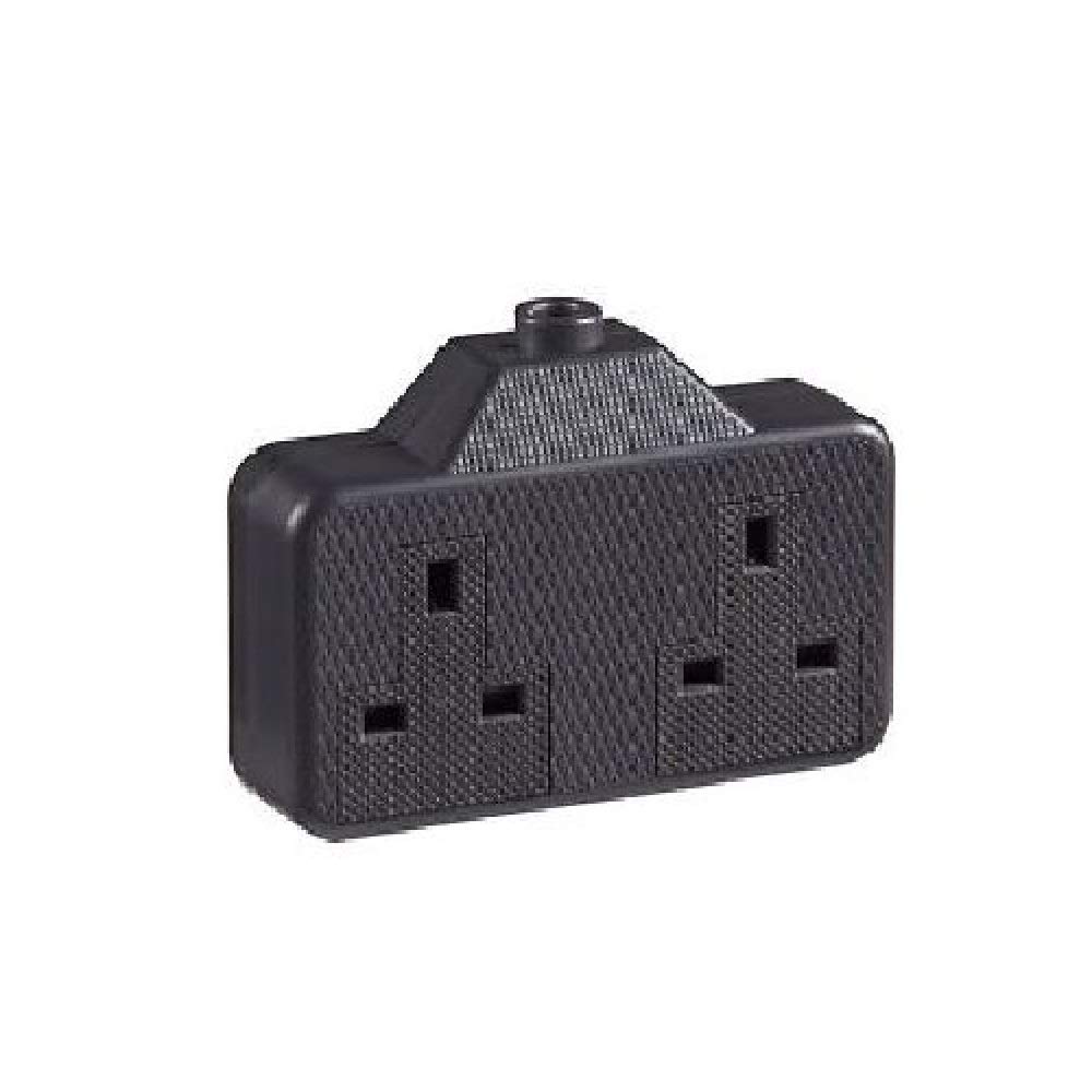 Dencon Trailing Socket 13A 2-Gang Black