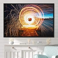 Framed Canvas Wall Art Light Exposure Colorful Industrial Lights Multicolor Neon Photography Places Portrait Realism - 16x24 inches