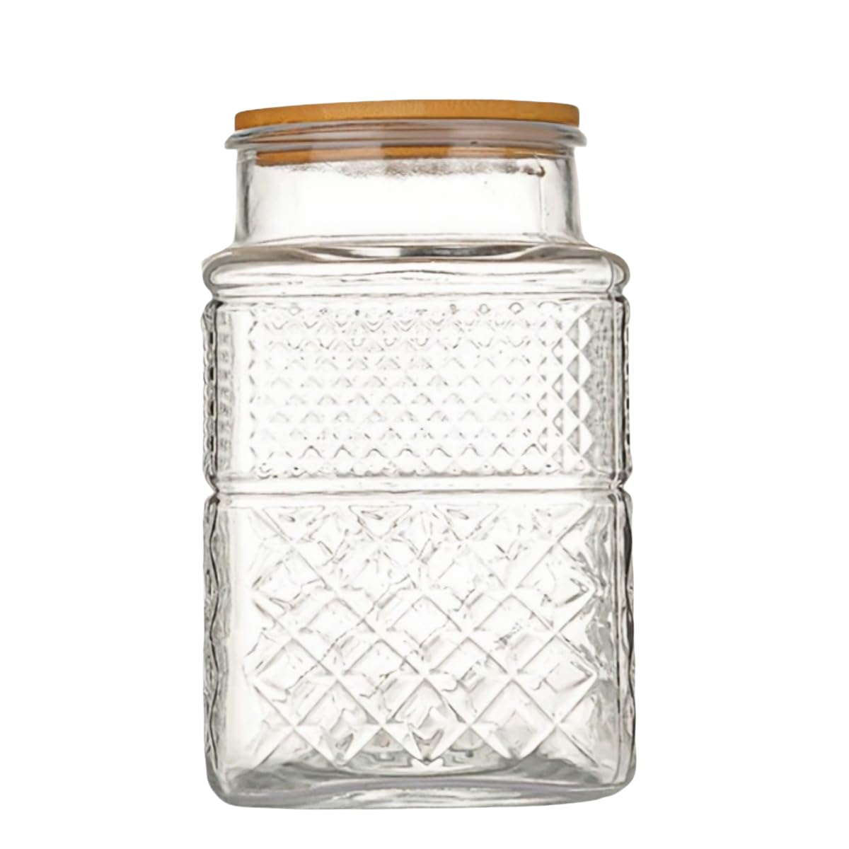 Photo 1 of ***(MINOR DAMAGE/ LID IS BROKEN)***ANSQU Square Glass Jar, Candy Jar with Lid, Glass Food Storage Containers for Ground Coffee, Tea, Sugar, Decorative Mason Jar (Transparent, 61oz)
