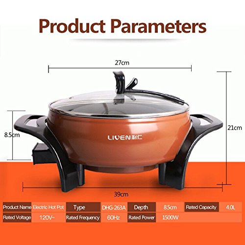 Liven Electric Skillet, Electric Pan, Electric Hot Pot, Cast Aluminum