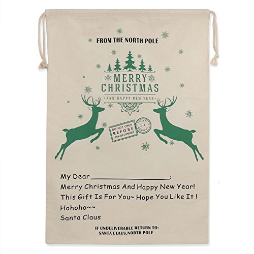 Bonison Christmas Bag Santa Sack Canvas Bag for Gifts Santa Sack Special Delivery Extra Large Size 27.6"x19.7" (White Pattern 0) - Thumbnail 3
