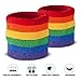 Suddora Striped Wristbands, Wrist Sweatbands for Men & Women, Moisture-Wicking Thick Cotton Bands for Working Out, Gymnastics, Basketball, Tennis, Football, 4-inch Rainbow Bands for Costume, Pair