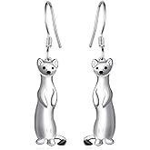 Ferret Earrings 925 Sterling Silver Ferret Dangle Earrings Ferret Stuff Gifts Cute Animal Jewelry for Women
