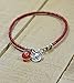 MIZZE Made for Luck Red Evil Eye Charm Bracelet - Sterling Silver Protection Coin & 10 MM Red Glass Eye on Braided Leather - 7