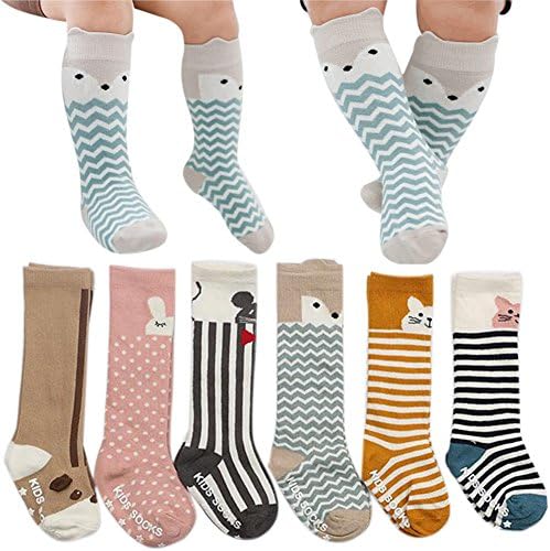 Baby Kids Knee High Socks Girl Boy Newborn Toddler Cartoon Animal Stocking 6 Pack