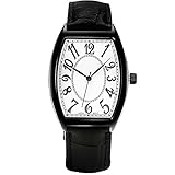 SILILUN Mens Fashion Watch Waterproof Dress Simple Design Comfortable PU Leather Quartz Wristwatch (black band&black case, L)