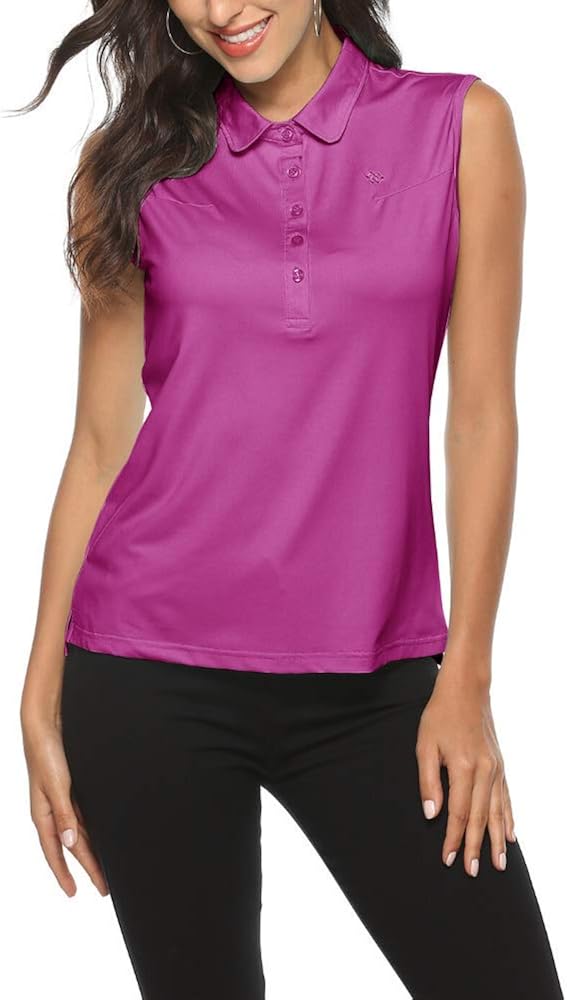 AIRIKE Golf Polo Shirts for Women Sleeveless Summer Sports Athletic Fashionable Workwear-Quick Dry Womens Tank Tops: Clothing