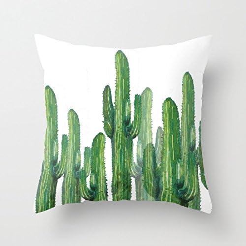 Cute Cactus Pillow Case Decorative White Throw Pillow Case for Couch Outdoor Throw Pillow Cover 18 x 18