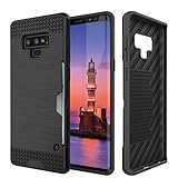 Galaxy Note 9 Case, PUNKcase [Slot Series] [Slim Fit] Dual-Layer Armor Cover w/Integrated Anti-Shock System, Credit Card Slot & PUNKSHIELD Screen Protector for Samsung Note 9 [Black]