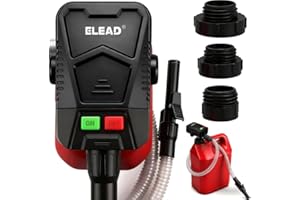 ELEAD Battery-Powered Fuel Transfer Pump - 3.2 GPM No Spill Portable Gas Can siphon Pump with 3 Adapters, Extra Long Hose, Fuel Pump for Oil, Diesel, Gasoline (Batteries Not Included)