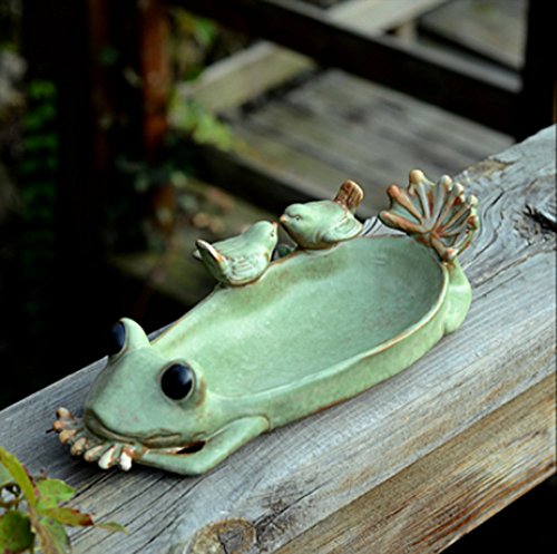 zoele Ceramic Frog Bird Feeder Succulent Planters Flower Pots Containers Ashtray Jewelry Organizer Key Storage Box/Soap Dish Soap Box -Home Outdoor Decoration