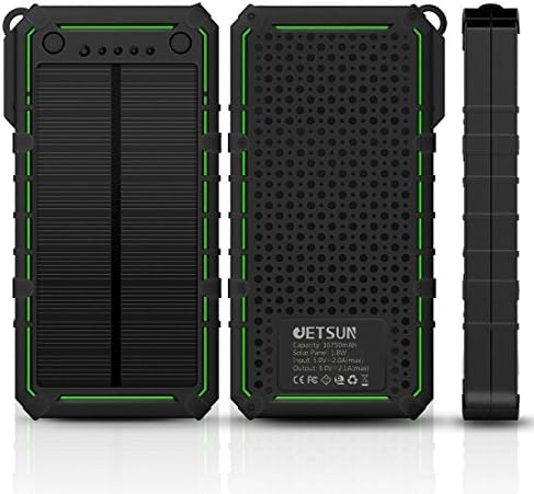 JETSUN 16750mAh Solar Charger Waterproof Portable External Battery with SunPower Solar Panels and Dual USB Outputs Backup Battery - Green