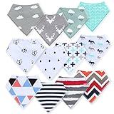 Baby Bandana Drool Bibs for Drooling and Teething 12-Pack Gift Set 100% Organic Cotton, Stylish -for Boys and Girls, Baby Shower Gift Set