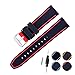 Silicone Rubber Watch Strap Sport Diver Watch Band Black Red 22mm