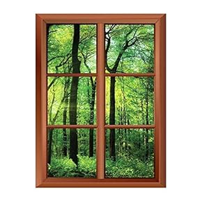 Removable Wall Sticker/Wall Mural - Tree in Morning Sunrays - Creative Window View Vinyl Sticker - 24"x32"