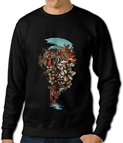 LINSHANGYI Tiger Flowers Mens Hoodies Sweater Autumn Sweatshirts