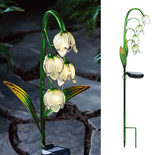 VCUTEKA Solar Garden Decor Stake Outdoor Light Glass Flower Stake for Yard Lawn Decor Backyard Decorations