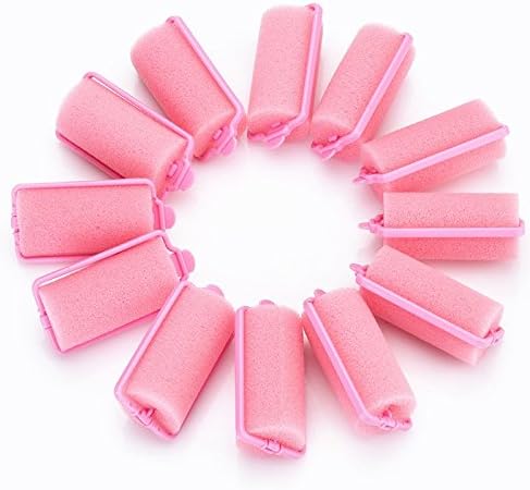12 Pcs Soft Sponge Hair Curler Rollers Twist Tool, Magic Girl Ladies Hair Care Roller Fashion Salon Hair Style Foam Sponge Curlers Pink