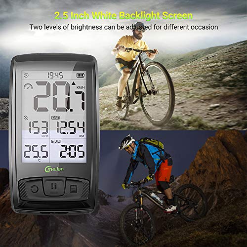 Meilan Bike Computer Wireless 2.5 Inch Cycling Computer Bicycle Speedometer and Odometer Cycle Computer with ANT+ Speed & Cadence Sensor